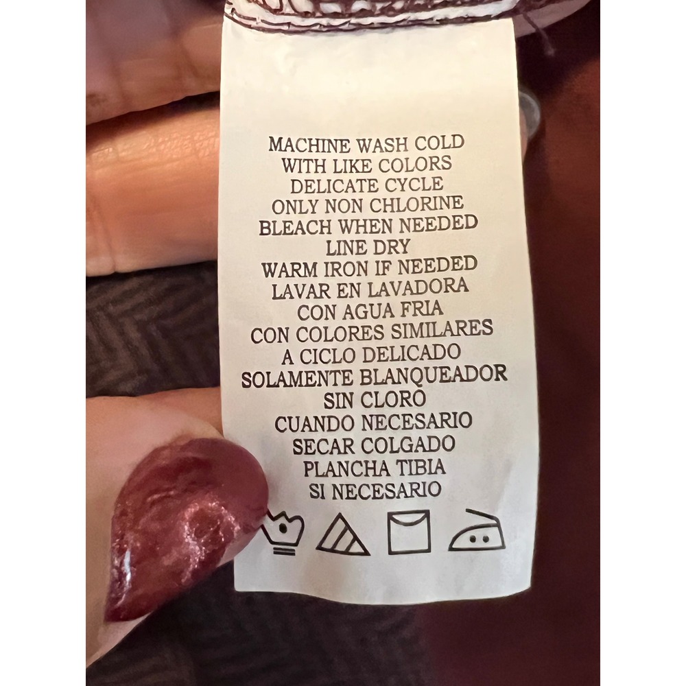 Natural Issue Brown Herringbone Button Front Shir… - image 5